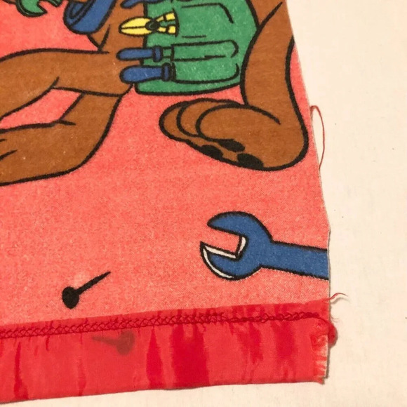 Vintage Disney Mickey Mouse Goofy At Work Construction Blanket Polyester Acrylic - Picture 8 of 16